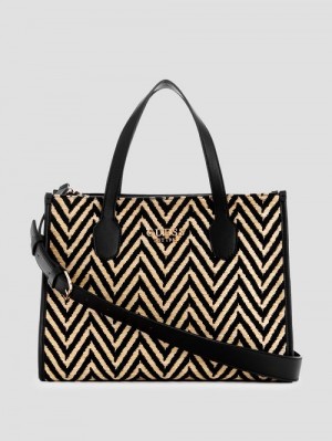 Guess Silvana Chevron Tote Zwart | GUESS-SN28869