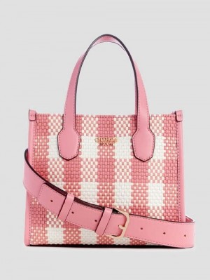 Guess Silvana Gingham Mini Tote Roze | GUESS-SN29411