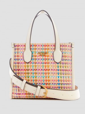 Guess Silvana Multicolor Straw Mini Tote Wit | GUESS-SN28874