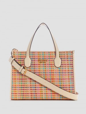 Guess Silvana Multicolor Straw Tote Wit | GUESS-SN29393