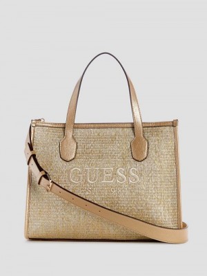 Guess Silvana Raffia Tote Goud | GUESS-SN29387