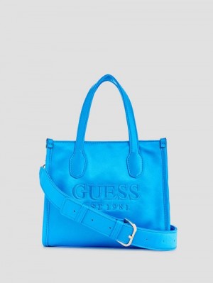 Guess Silvana Satin Mini Tote Blauw | GUESS-SN28795