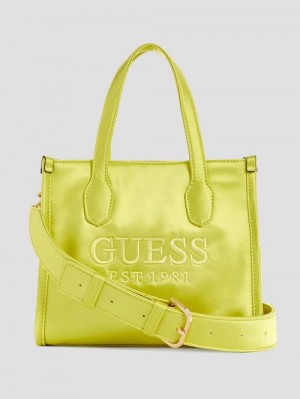 Guess Silvana Satin Mini Tote Geel | GUESS-SN28932