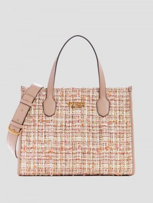 Guess Silvana Tweed Tote Roze | GUESS-SN28900