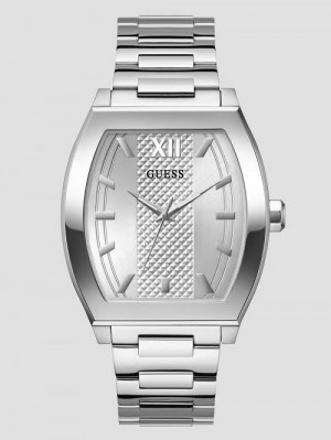 Guess Silver-Tone Barrel Analog Watch Zilver | GUESS-SN31665