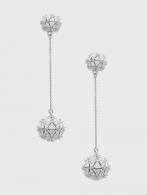 Guess Silver-Tone Cubic Zirconia Ball Drop Earring Zilver | GUESS-SN30283