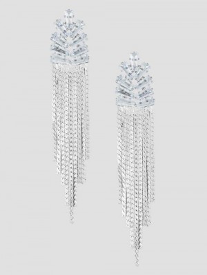 Guess Silver-Tone Mini Statement Linear Earrings Zilver | GUESS-SN30309