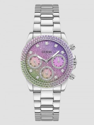 Guess Silver-Tone and Ombre Multifunction Watch Zilver | GUESS-SN29970