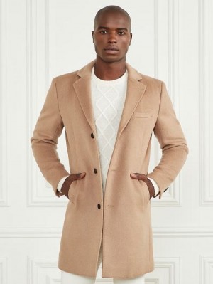 Guess Single Breasted Wool-Blend Coat Beige | GUESS-SN30743