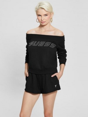 Guess Skylar Off-the-Shoulder Sweatshirt Zwart | GUESS-SN28374