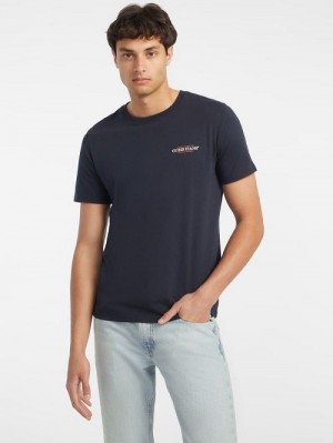 Guess Slim American Tradition Tee Blauw | GUESS-SN30500