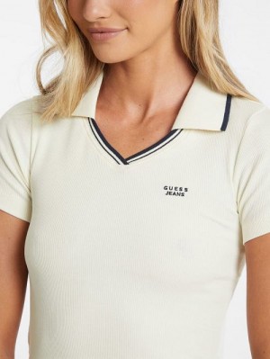 Guess Slim Embroidered Logo Polo Wit | GUESS-SN27309