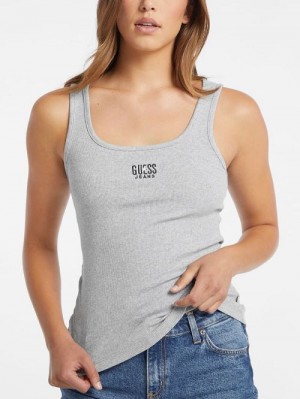 Guess Slim Embroidered Logo Tank Grijs | GUESS-SN27318