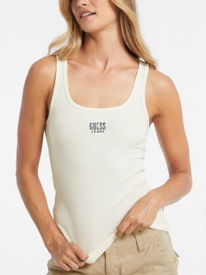 Guess Slim Embroidered Logo Tank Wit | GUESS-SN27425