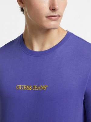 Guess Slim Embroidered Logo Tee Blauw | GUESS-SN30488