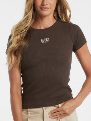 Guess Slim Embroidered Logo Tee Bruin | GUESS-SN27327