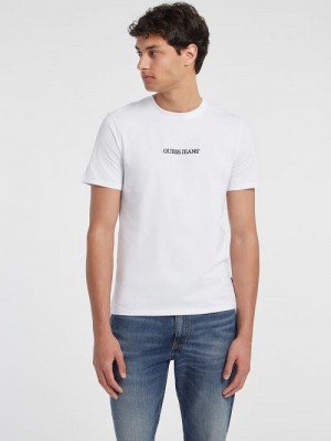 Guess Slim Embroidered Logo Tee Wit | GUESS-SN30599