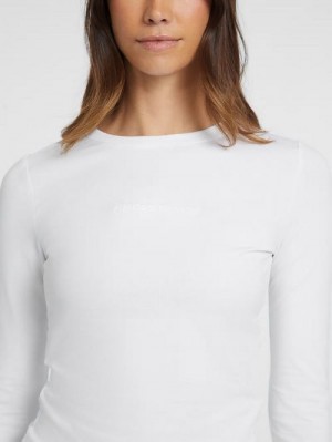Guess Slim Embroidered Long-Sleeve Tee Wit | GUESS-SN27575