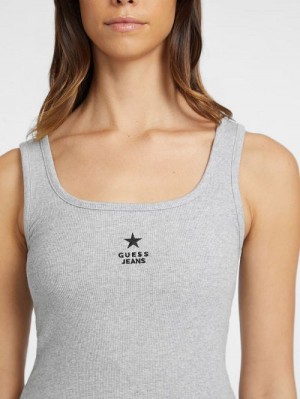 Guess Slim Embroidered Star Tank Grijs | GUESS-SN27204