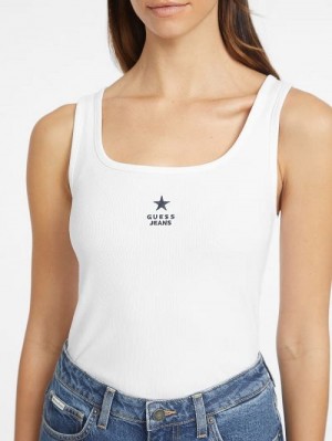 Guess Slim Embroidered Star Tank Wit | GUESS-SN27415