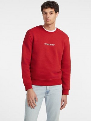 Guess Slim Logo Crewneck Sweatshirt Rood | GUESS-SN30979