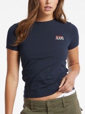 Guess Slim Logo Tee Blauw | GUESS-SN27326