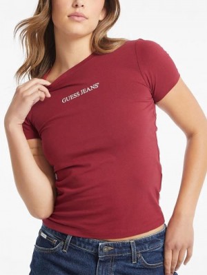 Guess Slim Logo Tee Rood | GUESS-SN27288