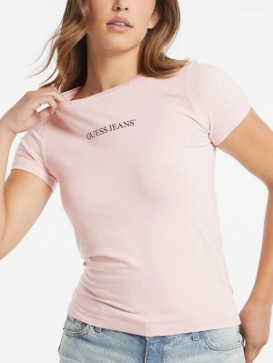 Guess Slim Logo Tee Roze | GUESS-SN27243