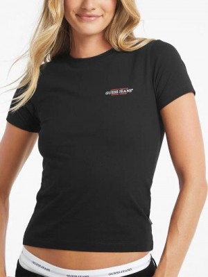 Guess Slim Mini American Tradition Tee Zwart | GUESS-SN27319