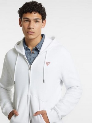 Guess Slim Mini Patch Zip-Up Hoodie Wit | GUESS-SN31484