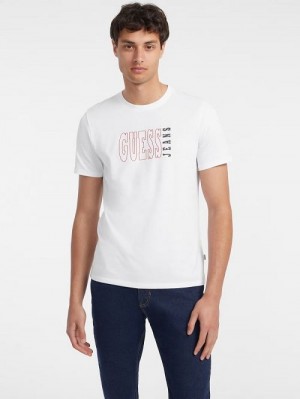 Guess Slim Outlined Logo Tee Wit | GUESS-SN30499