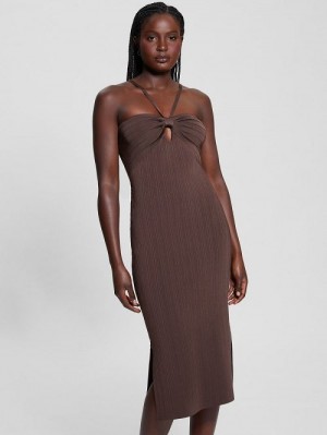 Guess Sofie Keyhole Sweater Dress Bruin | GUESS-SN27023