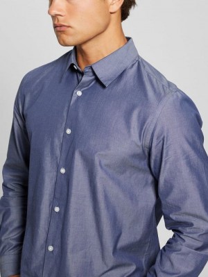 Guess Soft Chambray Shirt Blauw | GUESS-SN31096