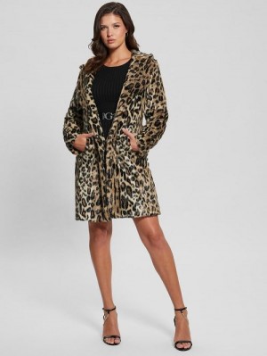 Guess Solange Leopard Faux-Fur Coat Multi | GUESS-SN28051