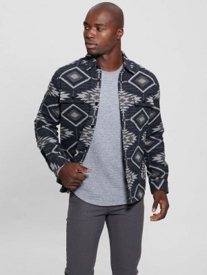 Guess Southwest Motif Jacquard Shirt Grijs | GUESS-SN31308