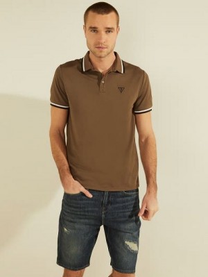 Guess Sports Pique Logo Polo Bruin | GUESS-SN31163