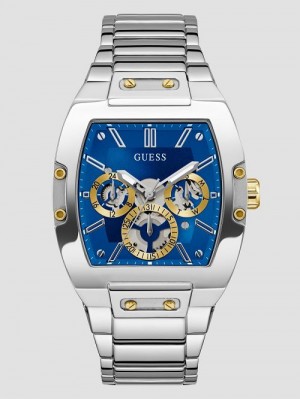 Guess Square Silver-Tone Multifunction Watch Zilver | GUESS-SN31668