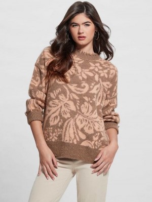 Guess Staci Floral Sweater Bruin | GUESS-SN27720