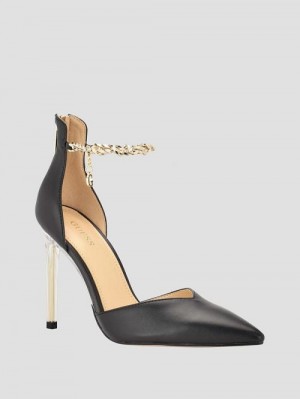 Guess Stefany G-Chain Ankle Strap Pumps Zwart | GUESS-SN29820