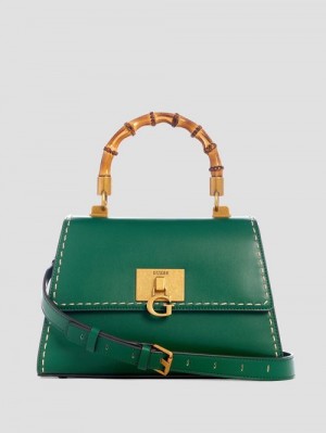Guess Stephi Bamboo Handle Mini Satchel Groen | GUESS-SN29197