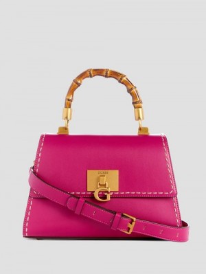 Guess Stephi Bamboo Handle Mini Satchel Roze | GUESS-SN29253