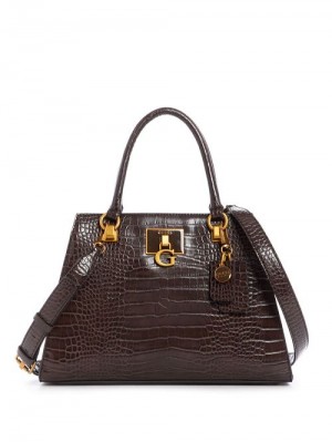 Guess Stephi Croc Girlfriend Satchel Bruin | GUESS-SN29241