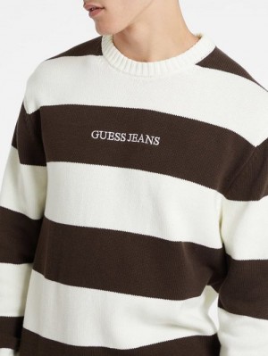 Guess Striped Embroidered Logo Sweater Multi | GUESS-SN30910