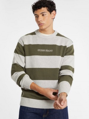 Guess Striped Embroidered Logo Sweater Multi | GUESS-SN30999