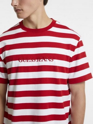 Guess Striped Logo Tee Rood | GUESS-SN30674