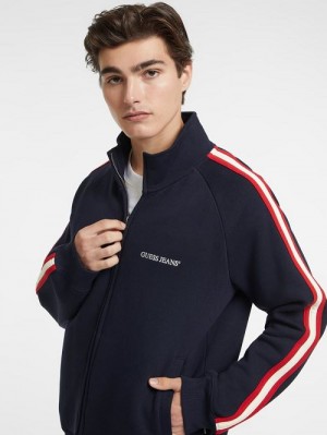 Guess Striped Tape Zip-Up Sweatshirt Blauw | GUESS-SN31026