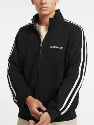 Guess Striped Tape Zip-Up Sweatshirt Zwart | GUESS-SN30924