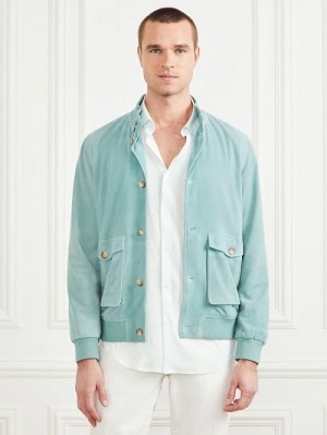 Guess Suede Leather Flight Jacket Blauw | GUESS-SN30749