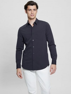Guess Sunset Tech-Stretch Shirt Blauw | GUESS-SN31191