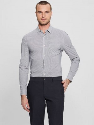 Guess Sunset Tech-Stretch Shirt Zwart Wit | GUESS-SN31095